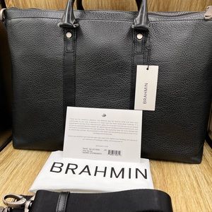 Brahmin Beckett Leather Business/Travel Bag in Black Avalon UNISEX NEW WITH TAGS